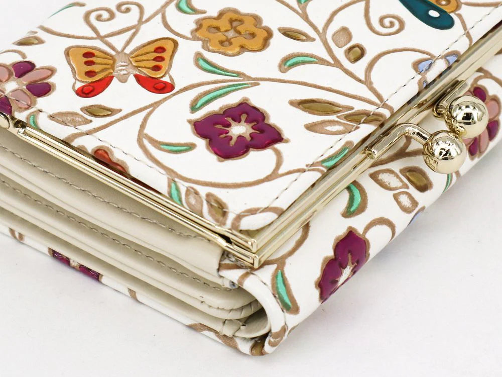 Butterflies and Golden Flowers Small Gamaguchi Trifold Wallet - Big Bag NY