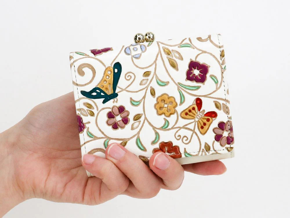 Butterflies and Golden Flowers Small Gamaguchi Trifold Wallet - Big Bag NY