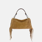 LORISTELLA Marrone Cookie Baguette Fringe Handbag - Big Bag NY