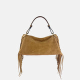 LORISTELLA Marrone Cookie Baguette Fringe Handbag - Big Bag NY