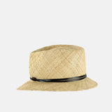 Caterina Asymmetrical Raffia Trilby Hat in Natural - Big Bag NY