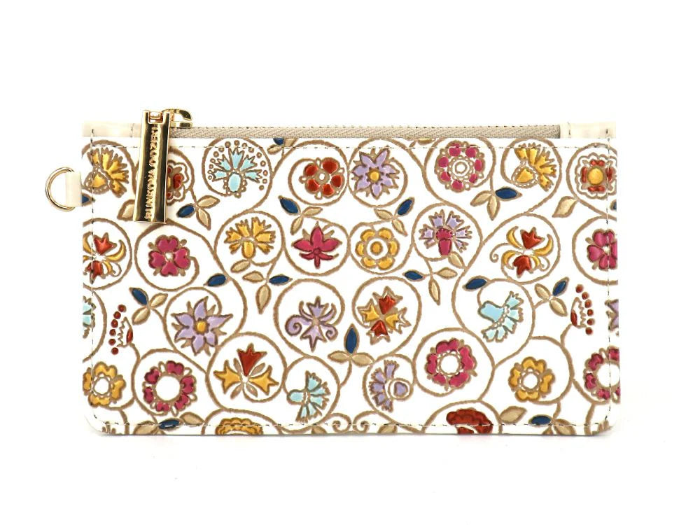 Kinkarakobana Small Golden Flowers Thin Card Case - Big Bag NY
