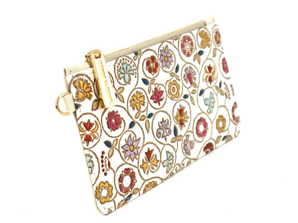 Kinkarakobana Small Golden Flowers Thin Card Case - Big Bag NY