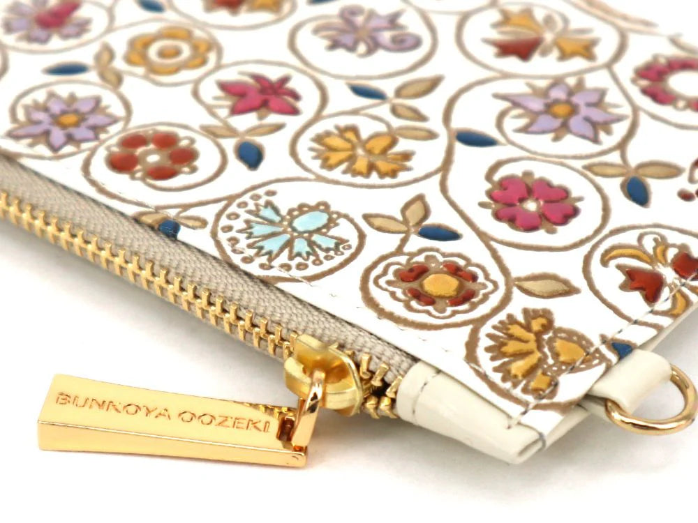 Kinkarakobana Small Golden Flowers Thin Card Case - Big Bag NY