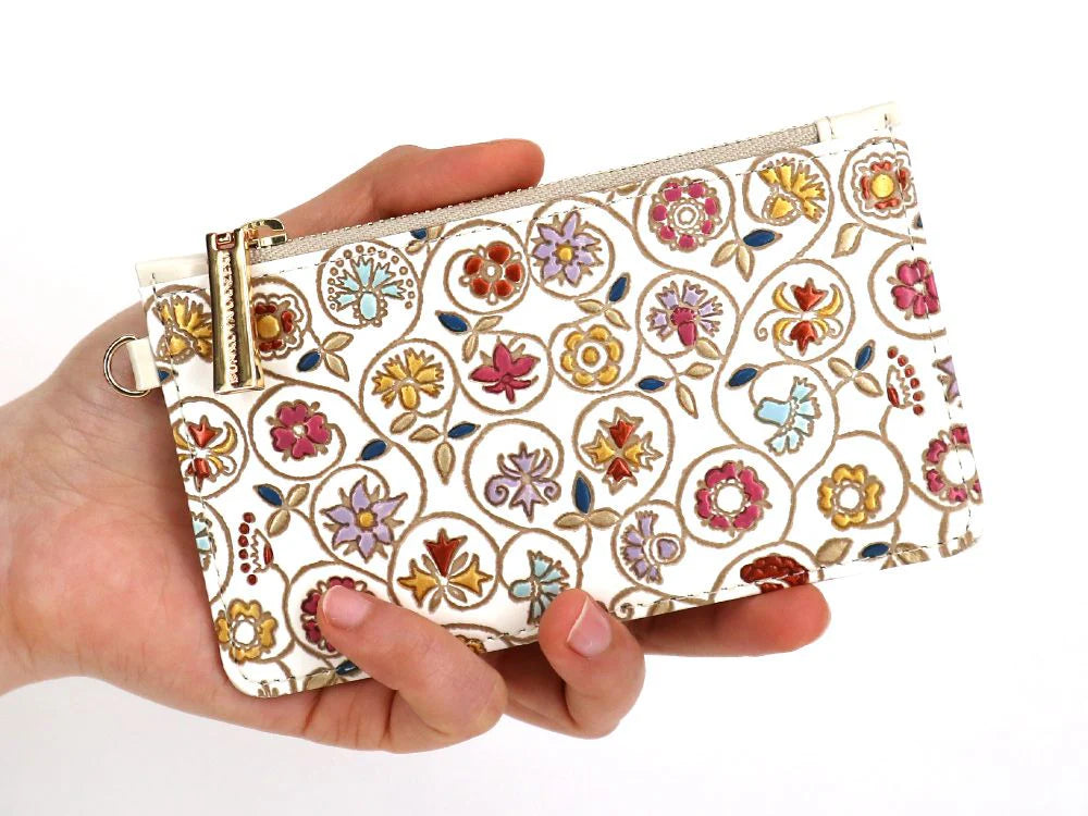 Kinkarakobana Small Golden Flowers Thin Card Case - Big Bag NY