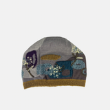 Wool Blend Hand Embroidered Hat in Beige