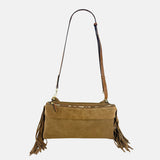LORISTELLA Marrone Cookie Baguette Fringe Handbag - Big Bag NY