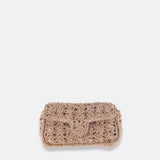 Caterina Bertini Small Crochet Flapover Shoulder Bag in Metallic Gold - Big Bag NY