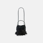 Plinio Visona Fringe Shoulder Bag in Black - Big Bag NY