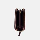 Pleated Nappa Long Zip Around Clutch Wallet in Wine