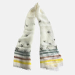 Citrus Silver Stars Linen Scarf Multicolor Stripes - Big Bag NY