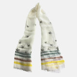 Citrus Silver Stars Linen Scarf Multicolor Stripes - Big Bag NY