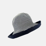 Grevi Wide Brim Striped Cotton Bucket Hat  in Navy - Big Bag NY