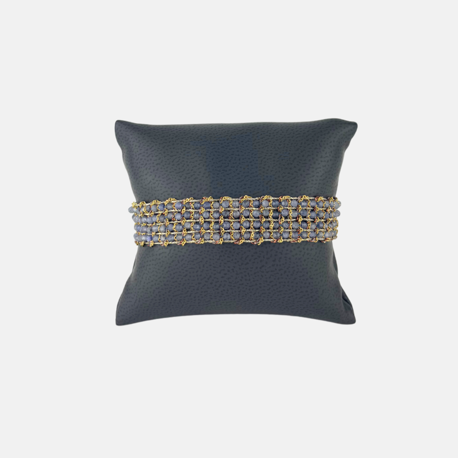 DAG Gioielli Woven Bracelet with Rutilated Quartz Gemstones - Big Bag NY