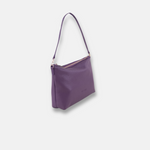 Plinio Visona Basic Zip Shoulder in Leather in Purple - Big Bag NY