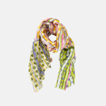 Storiatipic Bubble Linen Scarf with Jacquard Trim in Yellow - Big Bag NY