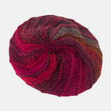 Striped Knit Beret with Flower