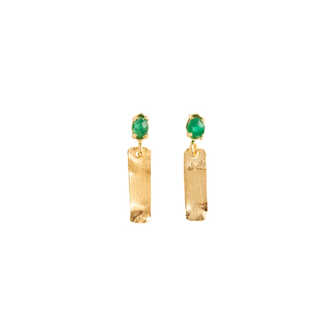Laure Mory Bijoux Louise Green Agate Post Drop Earrings - Big Bag NY