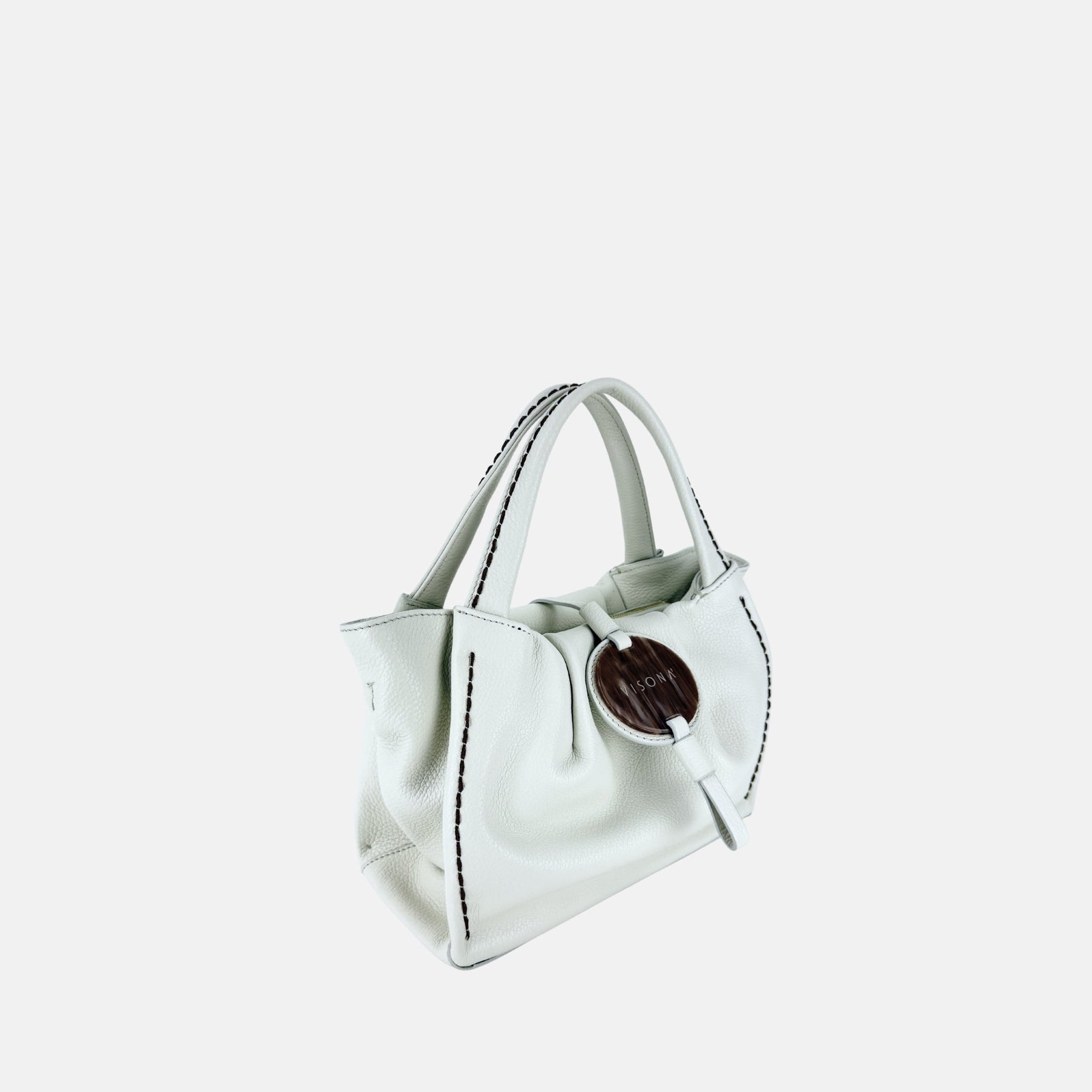 Plinio Visona Slouchy Shoulder Bag in White - Big Bag NY
