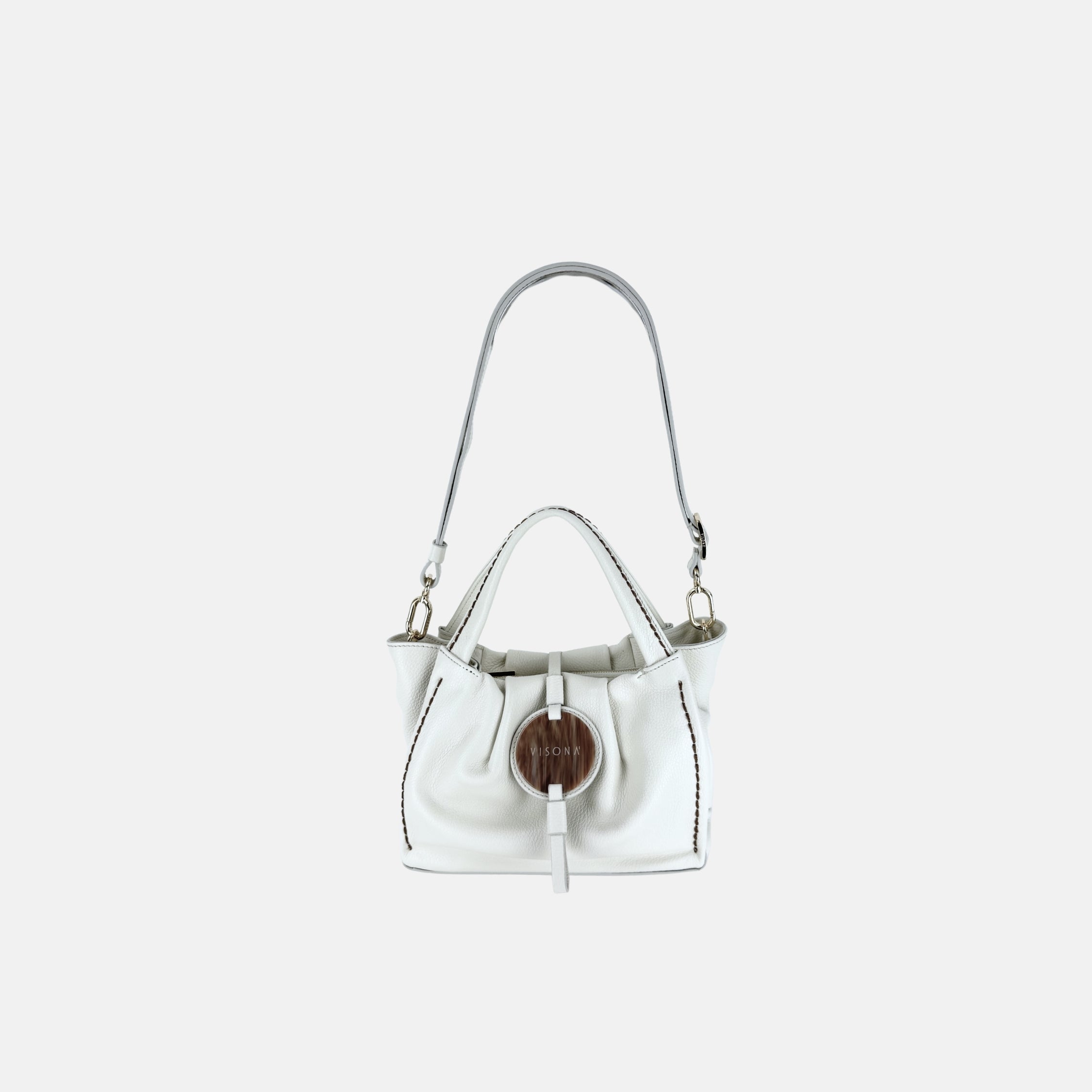 Plinio Visona Slouchy Shoulder Bag in White - Big Bag NY