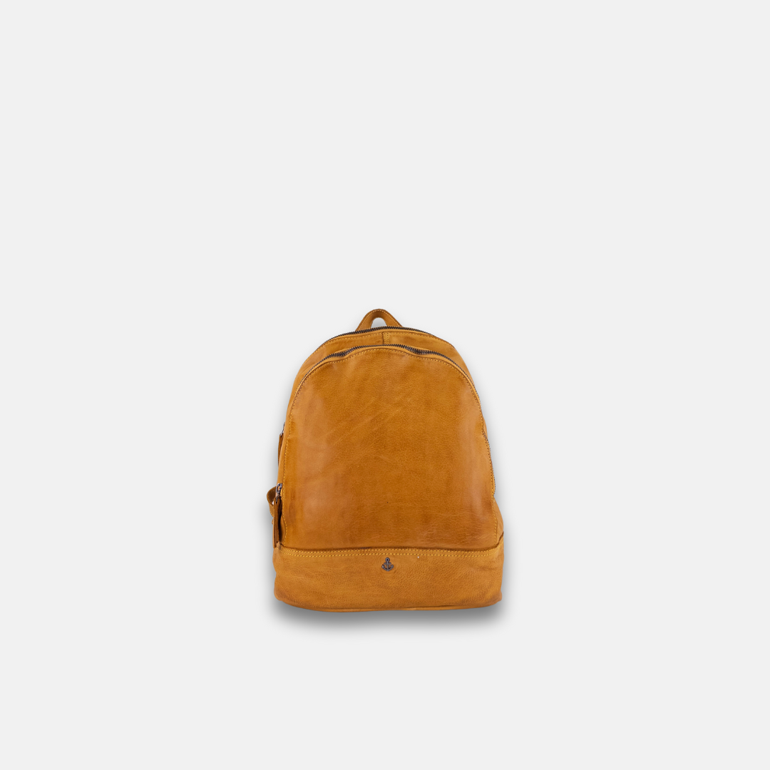 Yellow Harbour Double Compartment Leather Backpack - Big Bag NY