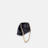 Caterina Bertini Sequin Pillow Frame Clutch and Shoulder Bag in Black - Big Bag NY