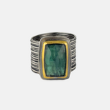 Adjustable Ribbed Band with Green Kyanite