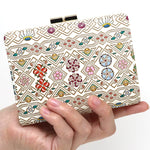Bunkoya Oozeki HANABISHI Traditional Flower Patterns GAMASATSU Square Billfold with Clasp - Big Bag NY
