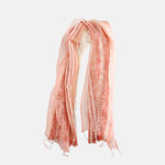 Saldarini Pink and White Floral and Stripe Layered Silk Scarf in Peach - Big Bag NY
