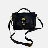 Campomaggi PORZIA Small Black Satchel Bag with Gold Buckle - Big Bag NY