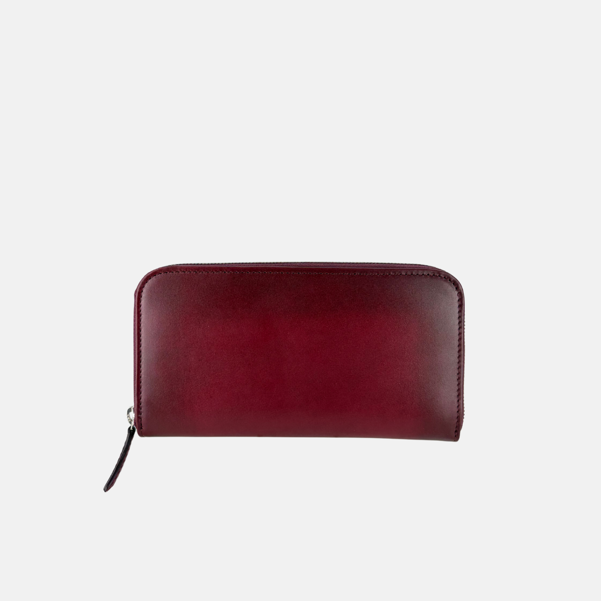 Biagini Hand Painted Supersmooth Calfskin Long Zip Around Clutch Wallet in Wine