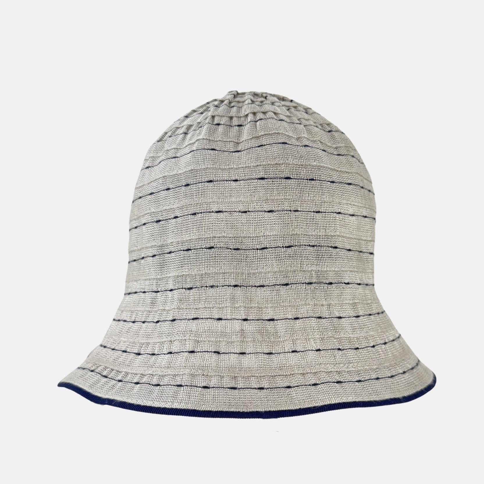 Ferruccio Vecchi Sandra Flax Blend Hat with Blue Trim - Big Bag NY