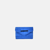 Biagini Croco Embossed Compact Credit Card Flap Wallet in Cielo Blue - Big Bag NY