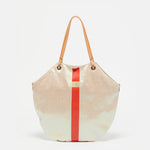 Jack Gomme FLORES Linen Tote Bag in Pearl/Tomato - Big Bag NY