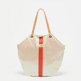 Jack Gomme FLORES Linen Tote Bag in Pearl/Tomato - Big Bag NY