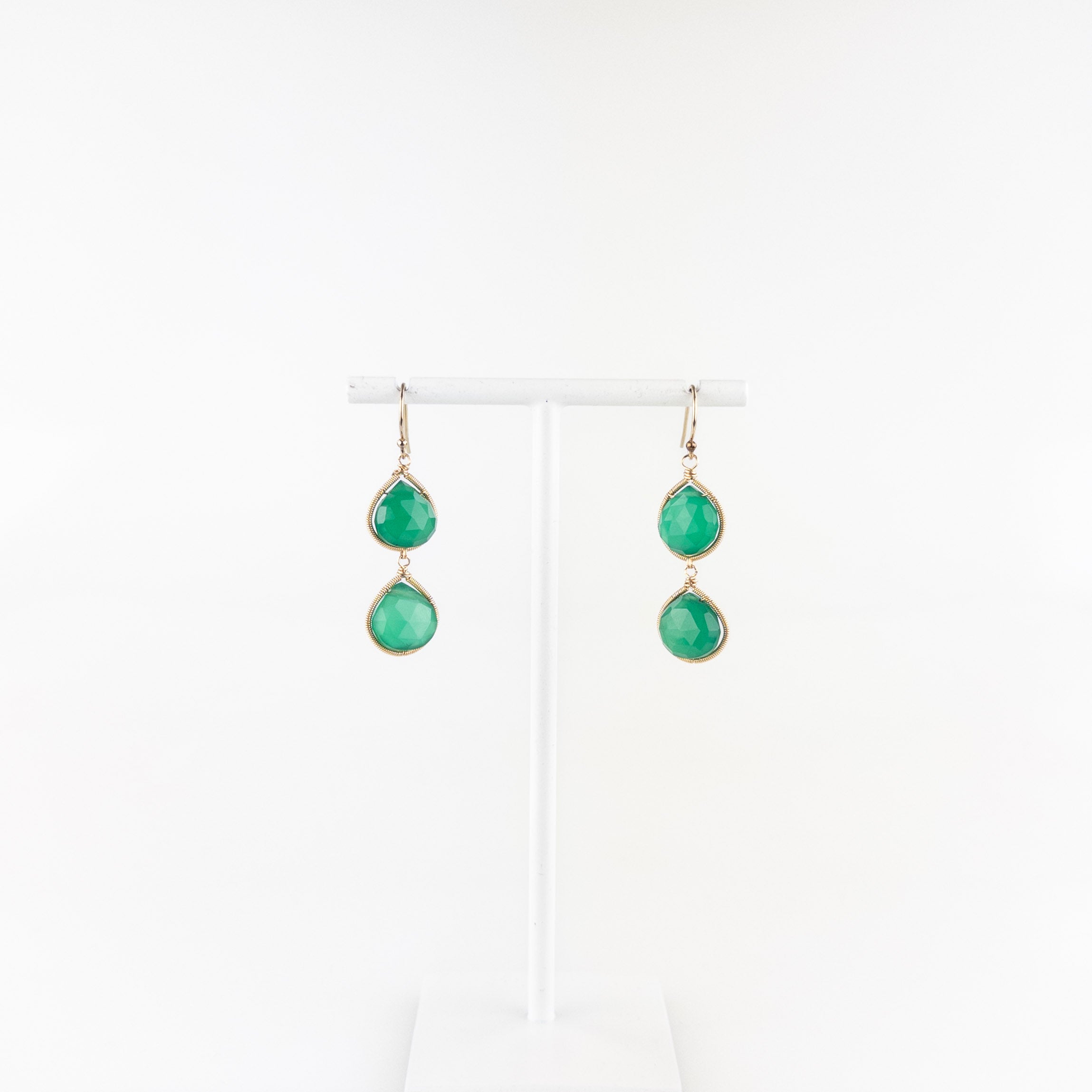 Lina's Double Teardrop Earring Green Onyx - Big Bag NY