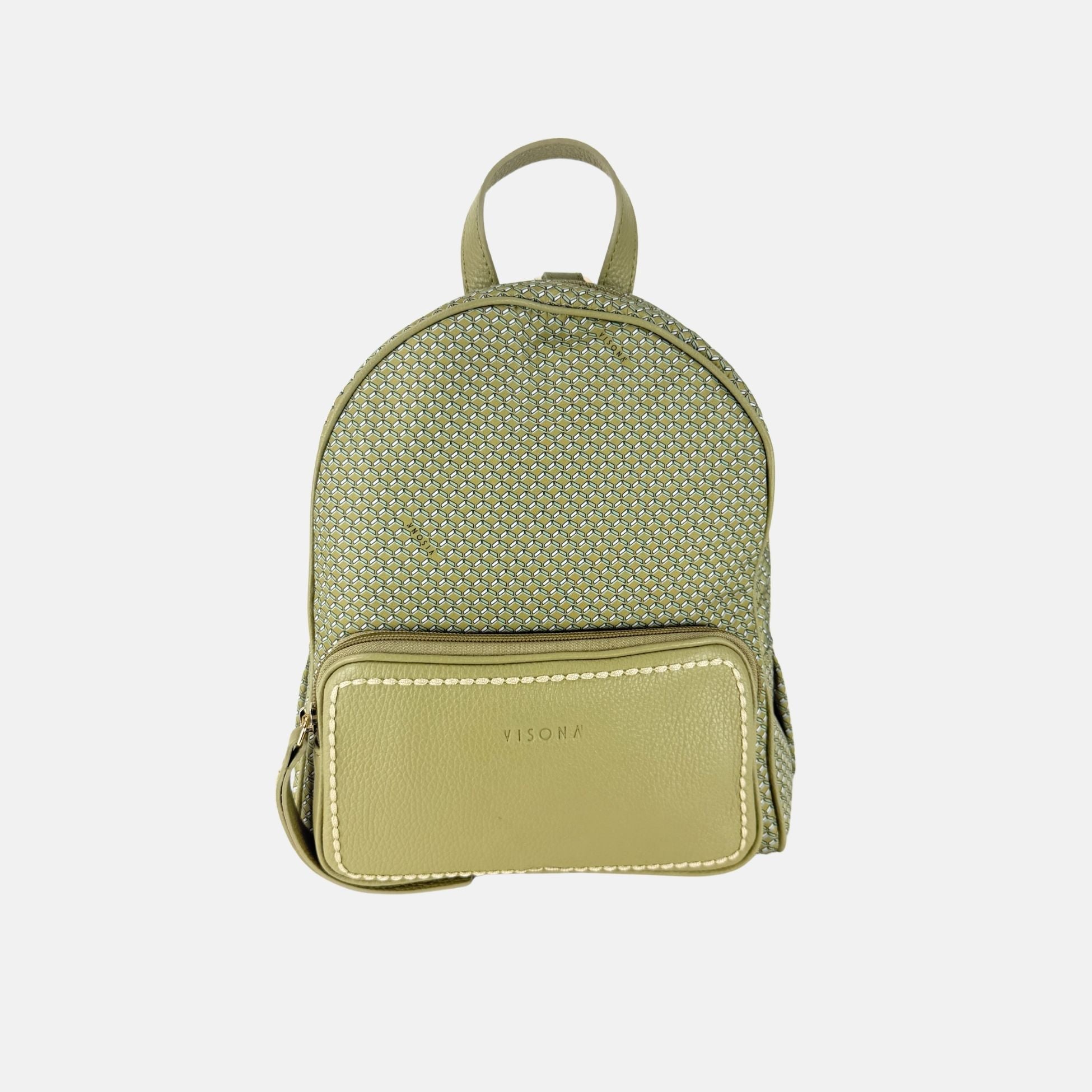 PLINIO by Visona Front Pocket Backpack in Vert - Big Bag NY