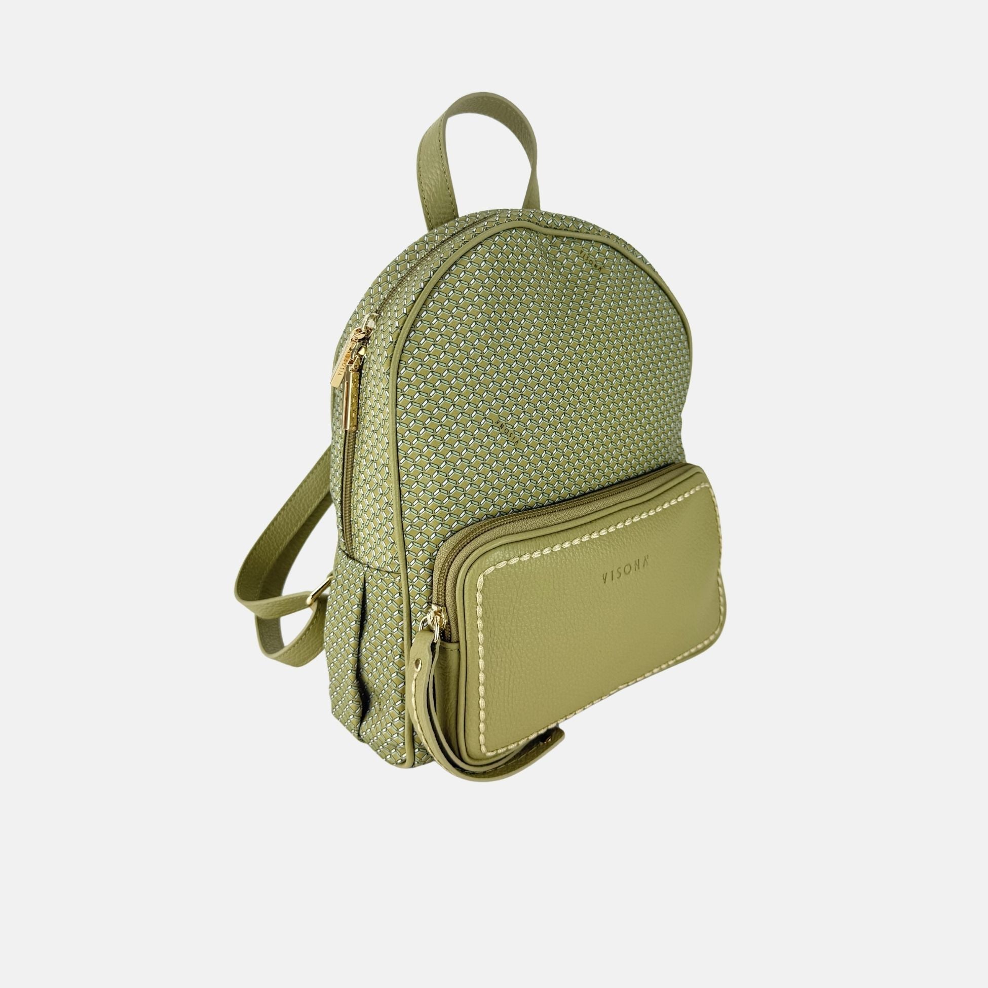 PLINIO by Visona Front Pocket Backpack in Vert - Big Bag NY