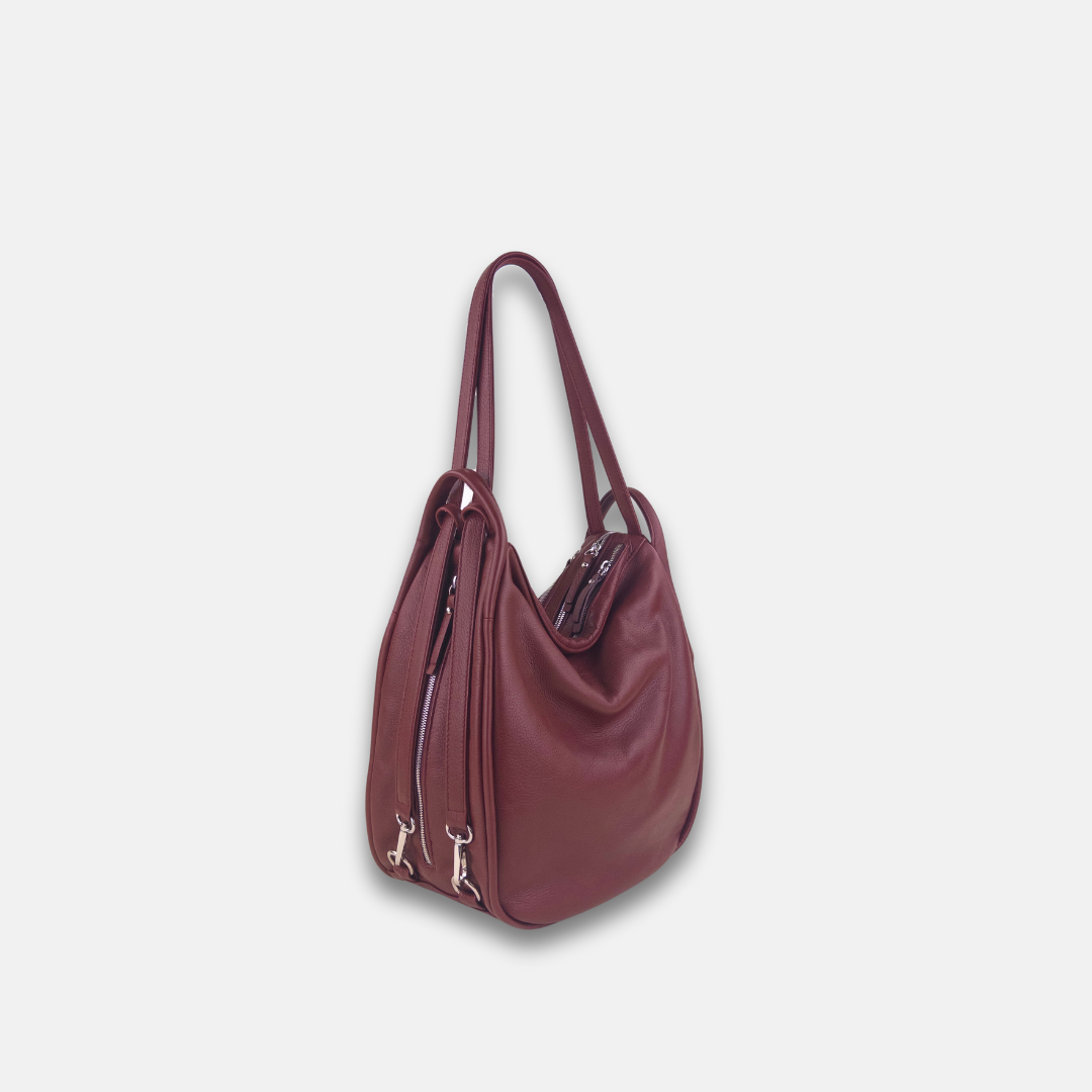 Rossi Convertible Shoulder Bag in Burgundy - Big Bag NY