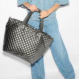 Pewter Metallic MZ Wallace Large Metro Tote Deluxe - Big Bag NY