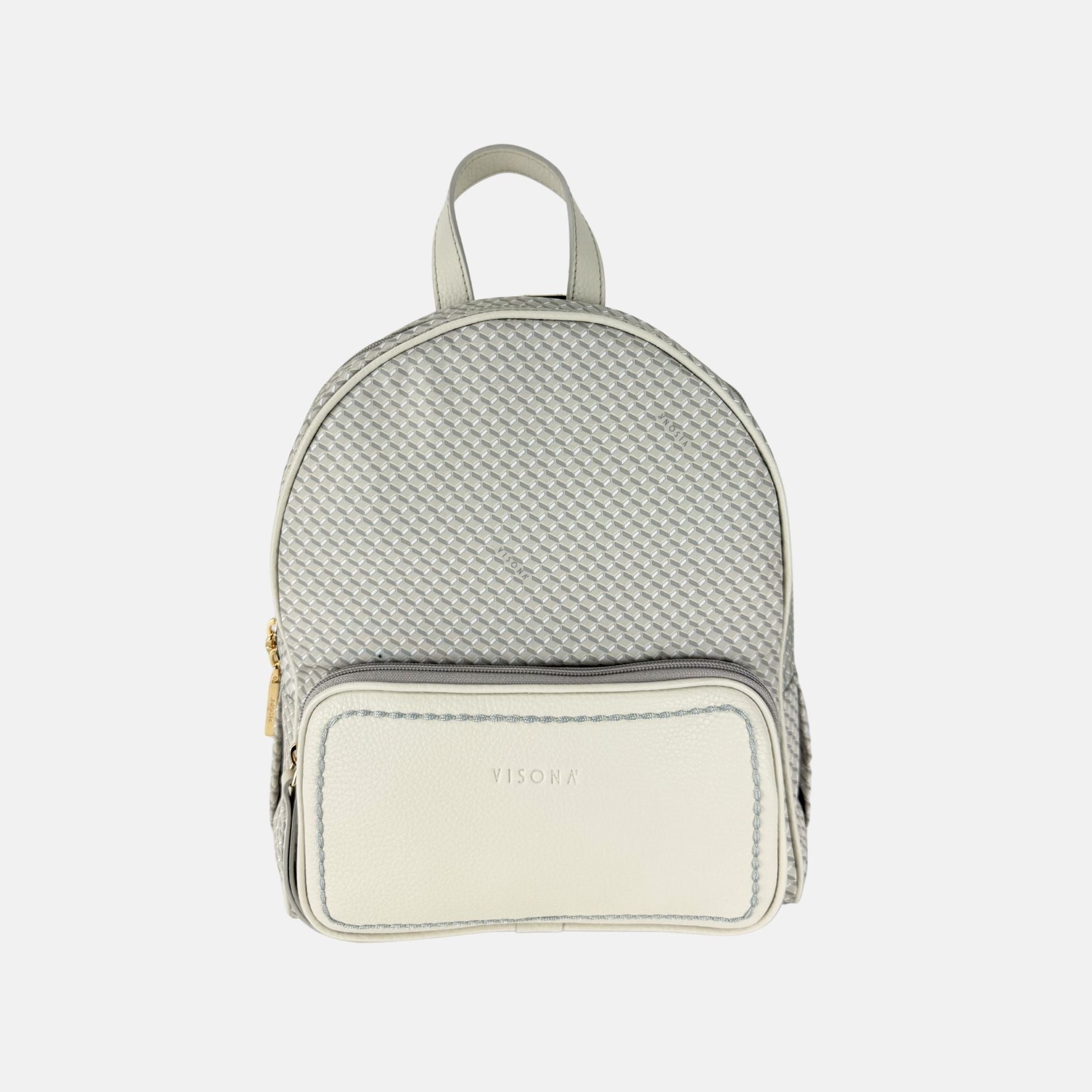 PLINIO by Visona Front Pocket Backpack in Greige - Big Bag NY