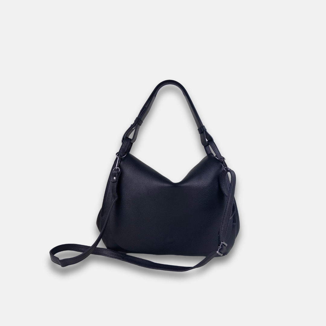 Rossi Large Crossbody Bag with Flap in Black - Big Bag NY