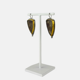 Large Shield Smokey Agate Drop Earrings