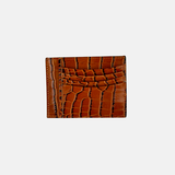 Biagini Croco Embossed Compact Credit Card Organizer in Cognac - Big Bag NY