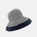 Grevi Wide Brim Striped Cotton Bucket Hat  in Navy - Big Bag NY