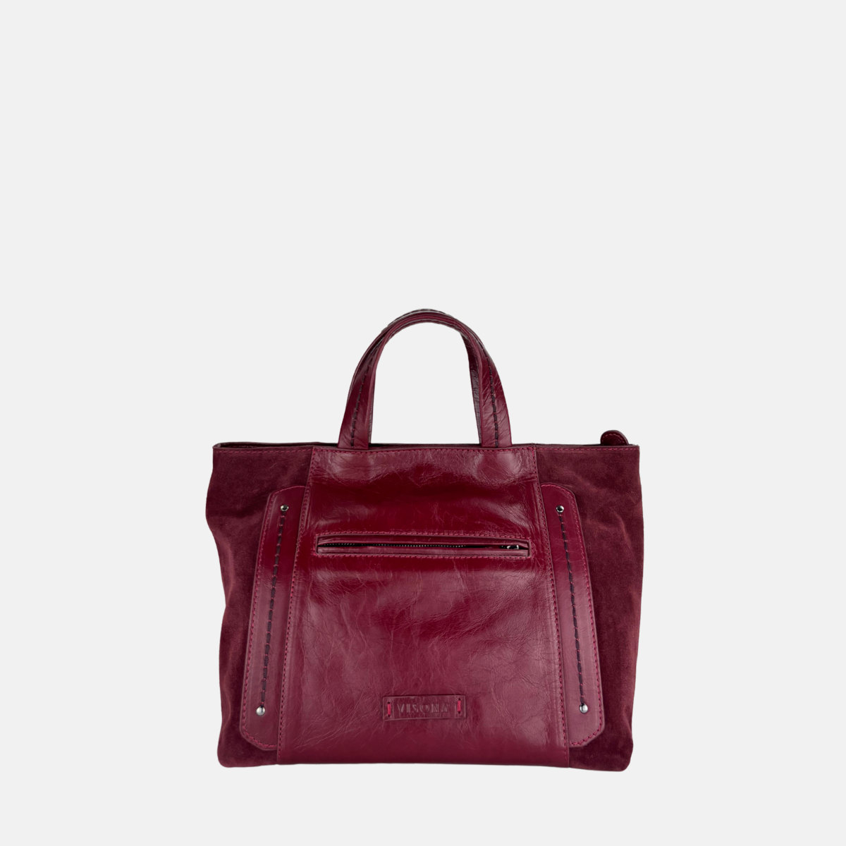 Plinio Visona MARYLIN Medium Top Handle Tote and Shoulder Bag Vino wine - Big Bag NY