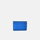 Biagini Croco Embossed Compact Credit Card Flap Wallet in Cielo Blue - Big Bag NY