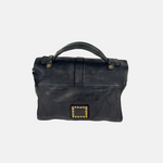 Campomaggi PORZIA Small Black Satchel Bag with Gold Buckle - Big Bag NY