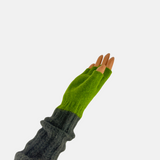 Wool Two Tone Fingerless Gloves