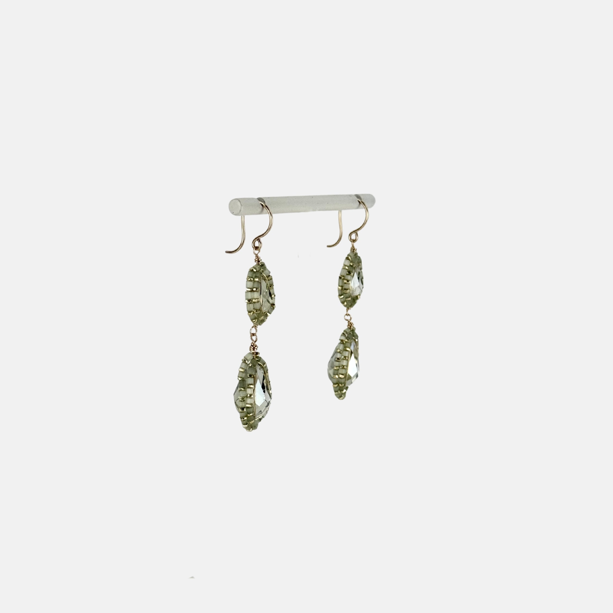 Dana Kellin Sage Mix Double Almond Drop Earrings - Big Bag NY